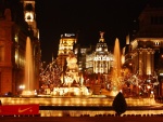 Plaza de Cibeles en Madrid (España) con las luces de Navidad