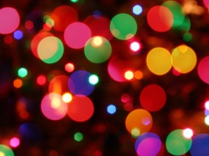 Postal: Destellos de las luces de Navidad