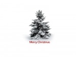 Felicitación de Navidad con un árbol y nieve