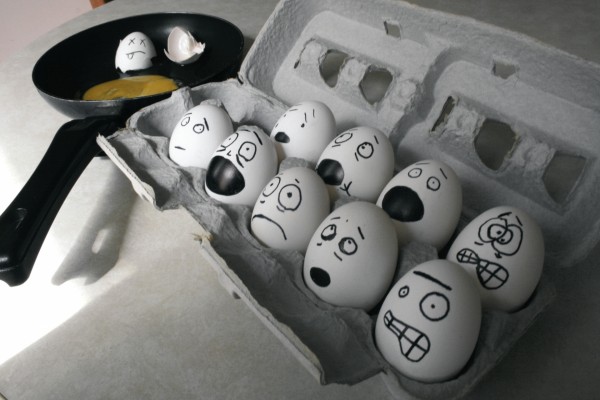 Huevos asustados
