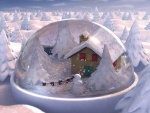 Paisaje de invierno en una bola de cristal