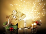 Caja dorada para regalos navideños