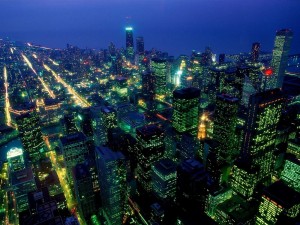 Postal: Noche en Chicago