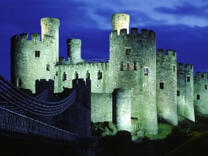 Postal: Noche en el Castillo de Conwy, Gales