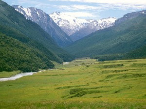 Postal: Río en las montañas de Nueva Zelanda