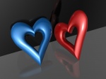 Corazón azul y corazón rojo