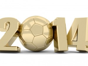 Postal: Mundial de Fútbol 2014 en color dorado