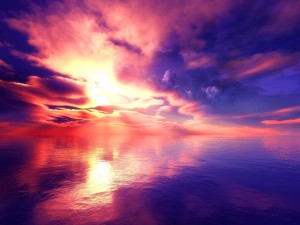 Los colores del cielo reflejados en el agua