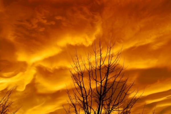 Nubes en un cielo naranja