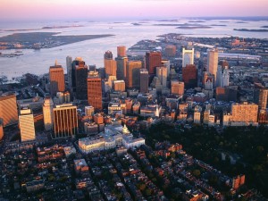 Postal: Vista aérea de Boston, Massachusetts