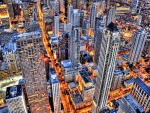 Vista aérea de edificios y calles de la ciudad