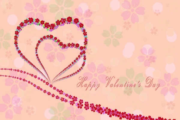 Tarjeta con flores "Feliz Día de San Valentín"