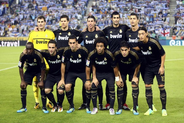 Jugadores del Real Madrid antes del partido