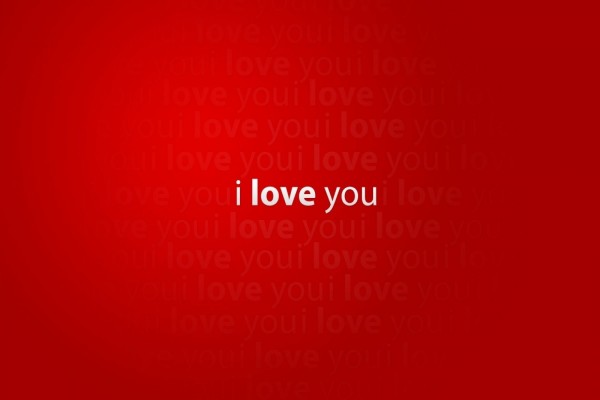 "I love you" en fondo rojo