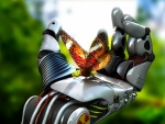 Mariposa en la mano del robot