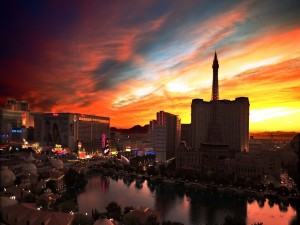 Postal: Cielo al atardecer en Las Vegas