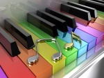 Notas musicales sobre las teclas de un piano