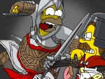 Homer y Flanders luchando