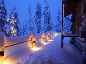 Luces cubiertas de nieve
