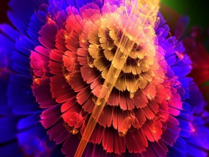 Postal: Flor abstracta de varios colores