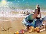 Sirena enamorada en la playa