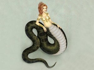 Postal: Mujer serpiente