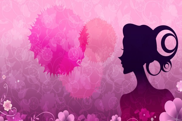 Flores y el perfil de una mujer