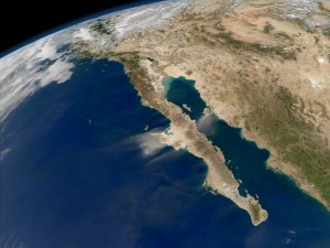 Postal: Vista satélite de la Península de California