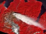 Erupción del volcán, visto desde el espacio