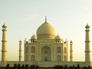 Postal: El Taj Mahal al atardecer