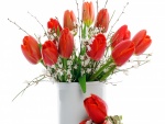 Bellos tulipanes rojos