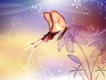 Mariposa volando entre las flores