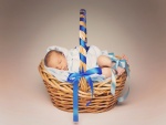 Bebé durmiendo en una cesta