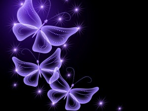 Postal: Mariposas abstractas color púrpura