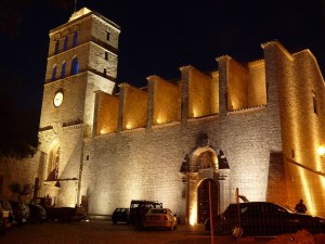 Postal: Catedral de Ibiza en la noche
