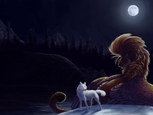 Animales en una noche de luna llena