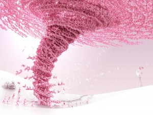 Postal: Tornado de conejos rosas