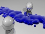 Esferas y líquido azul