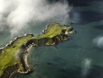 Vista aérea del campo de golf en Nefyn (Reino Unido)