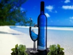 Vida marina en la copa y botella