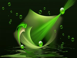 Burbujas y rayos verdes