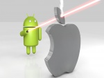 Android con espada láser contra Apple