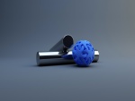 Dos tubos y una esfera azul