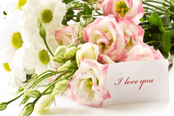 Ramo de flores, con un mensaje de amor