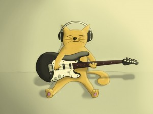 Postal: Un gato músico