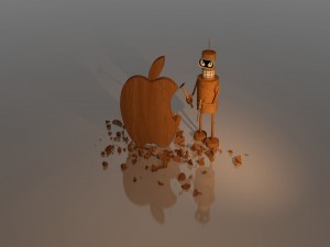 Postal: Bender tallando la manzana de Apple
