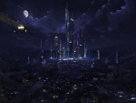 Noche en la ciudad futurista