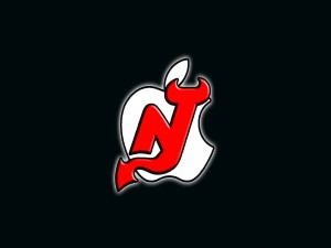 El logo de los New Jersey Devils y Apple