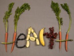 Salud, con vegetales y frutas
