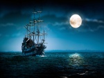 Embarcación a la luz de la luna